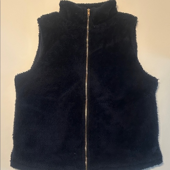 Umgee Navy Fleece Zip-Up Vest With gold zipper size large - Picture 5 of 7